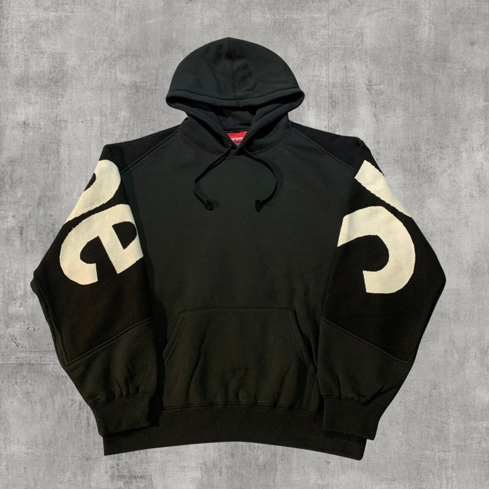 Supreme Big Logo Jacquard Hooded Sweatshirt Black FW23SW81 Mens Medium